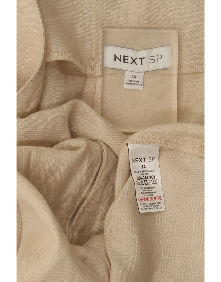 Abito a trapezio senza maniche da donna UK 14 Lino beige grande