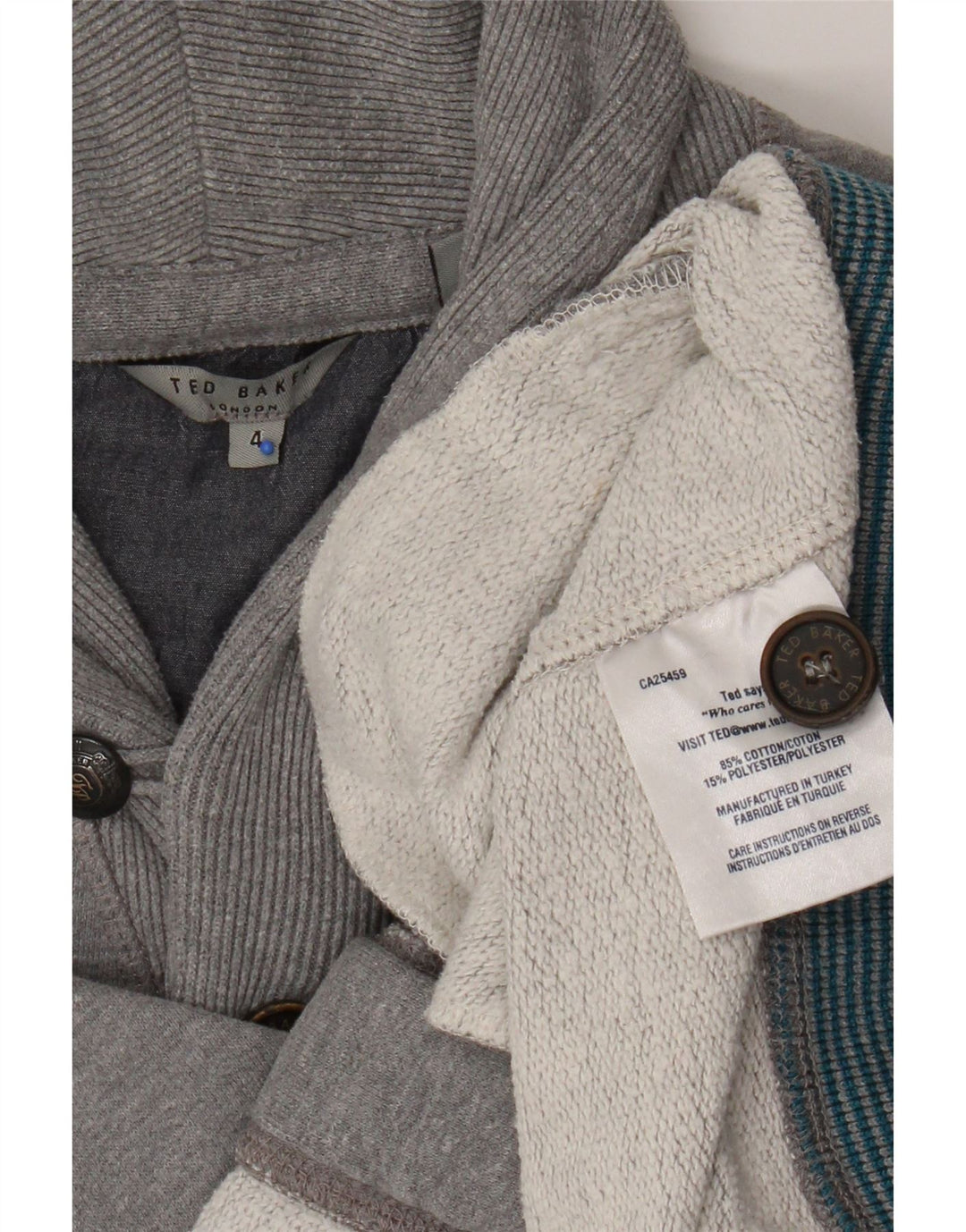 Giacca da ginnastica da uomo Ted Baker taglia 4 grande in cotone grigio