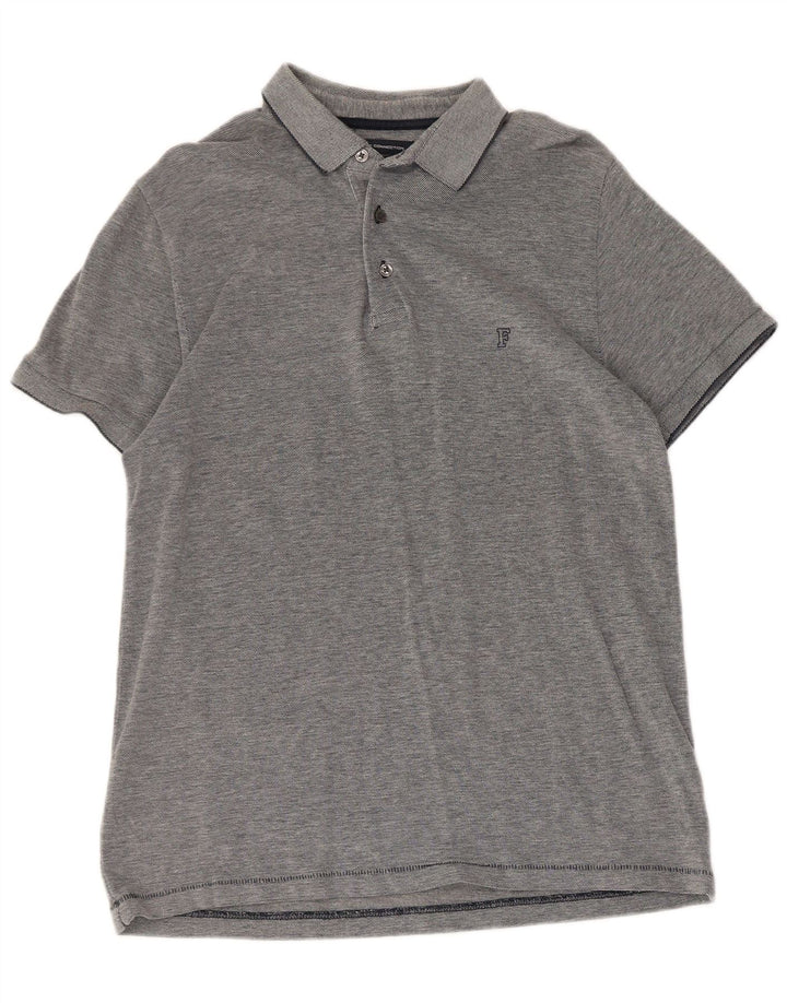 Polo slim da uomo French Connection, grande, in cotone grigio screziato