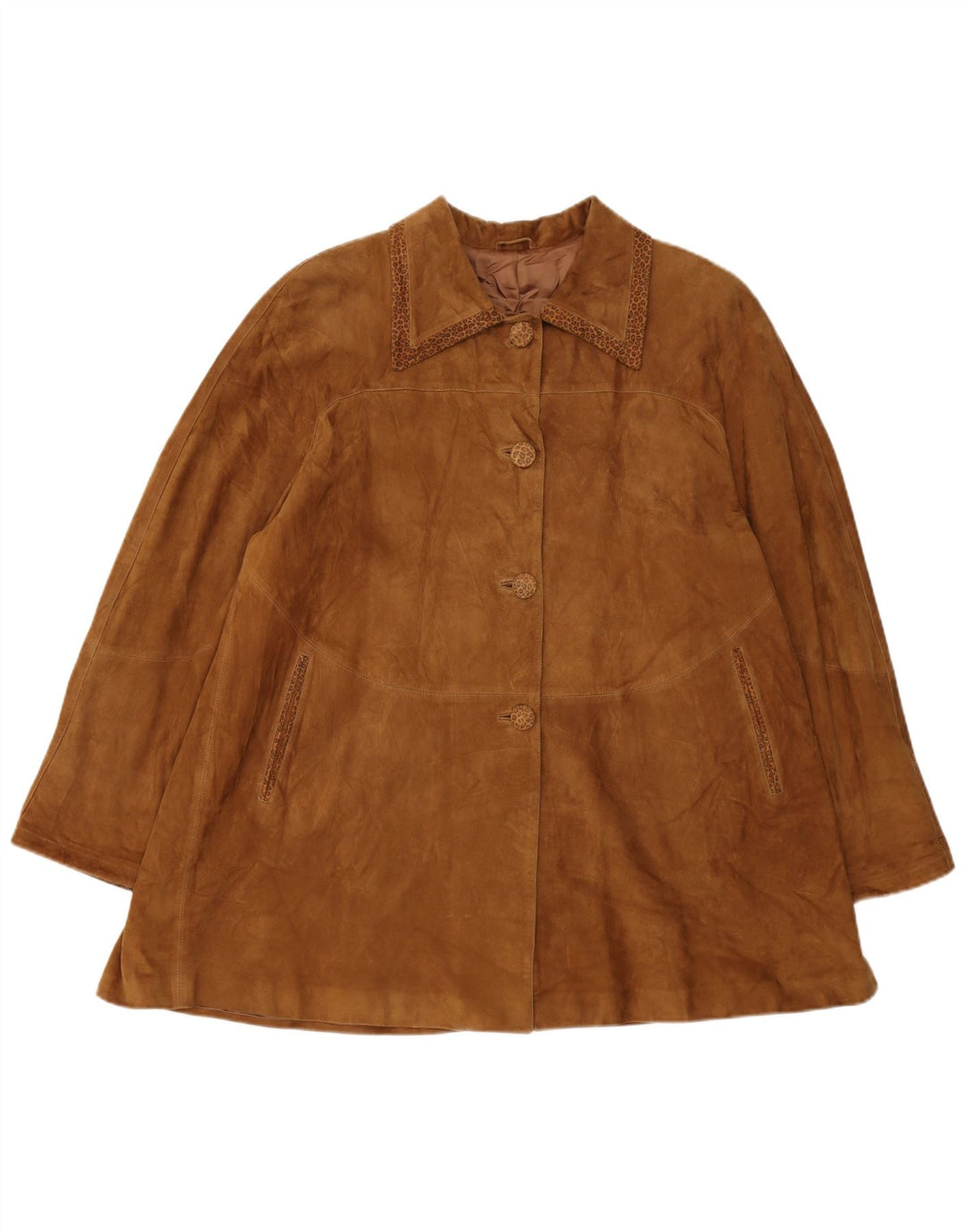 Soprabito oversize in pelle scamosciata da donna GERMAN'S EU 44 XL Marrone con stampa animalier