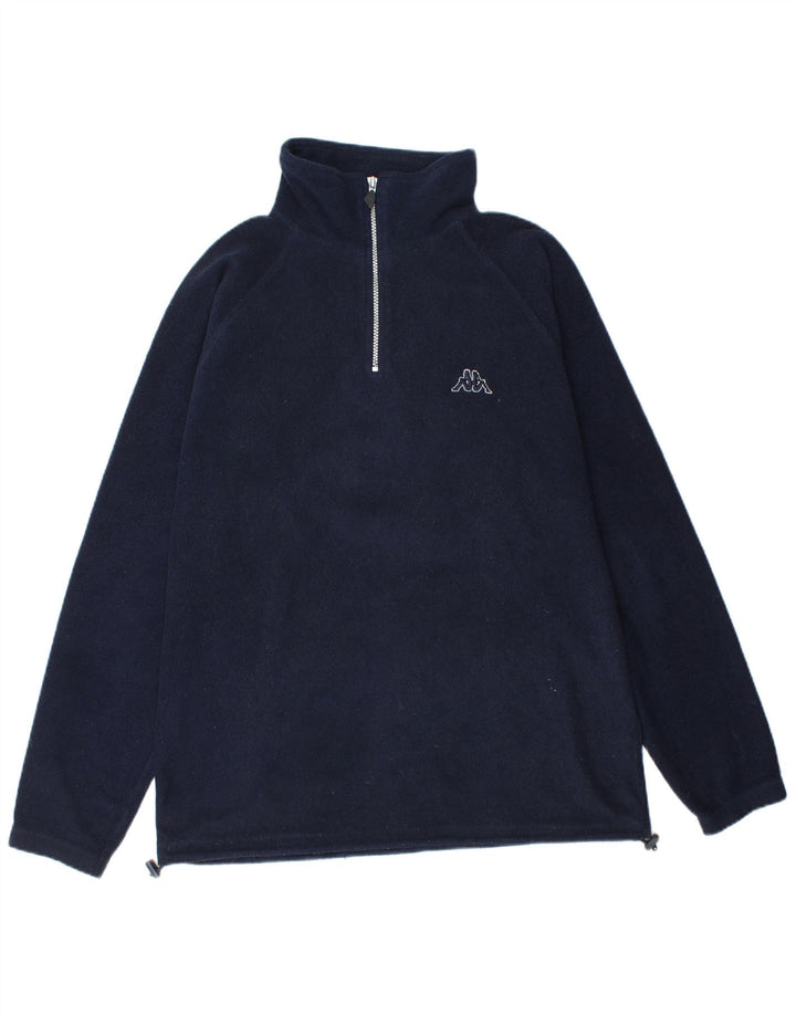 Maglione in pile da uomo Kappa con zip e collo grande in poliestere blu navy