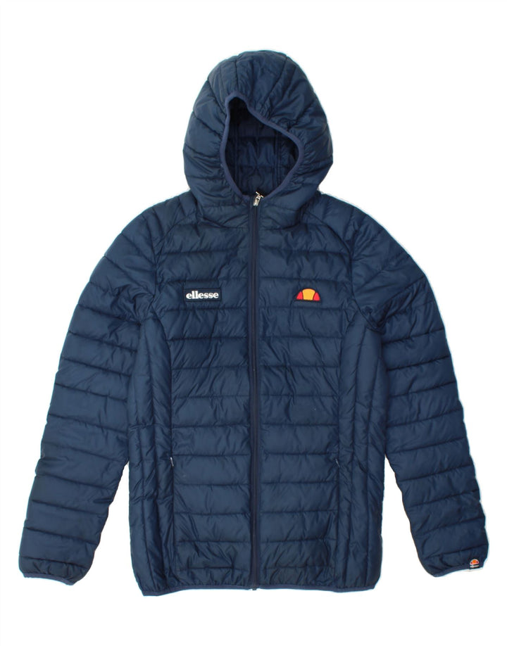 ELLESSE Womens Hooded Padded Jacket UK 10 Small Navy Blue Polyester Vintage Ellesse and Second-Hand Ellesse from Messina Hembry 