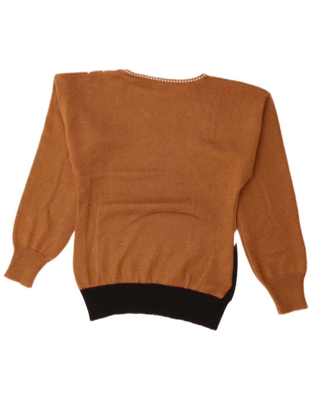 Maglione vintage da donna con scollo a barca EU 40 Blocco colore marrone medio