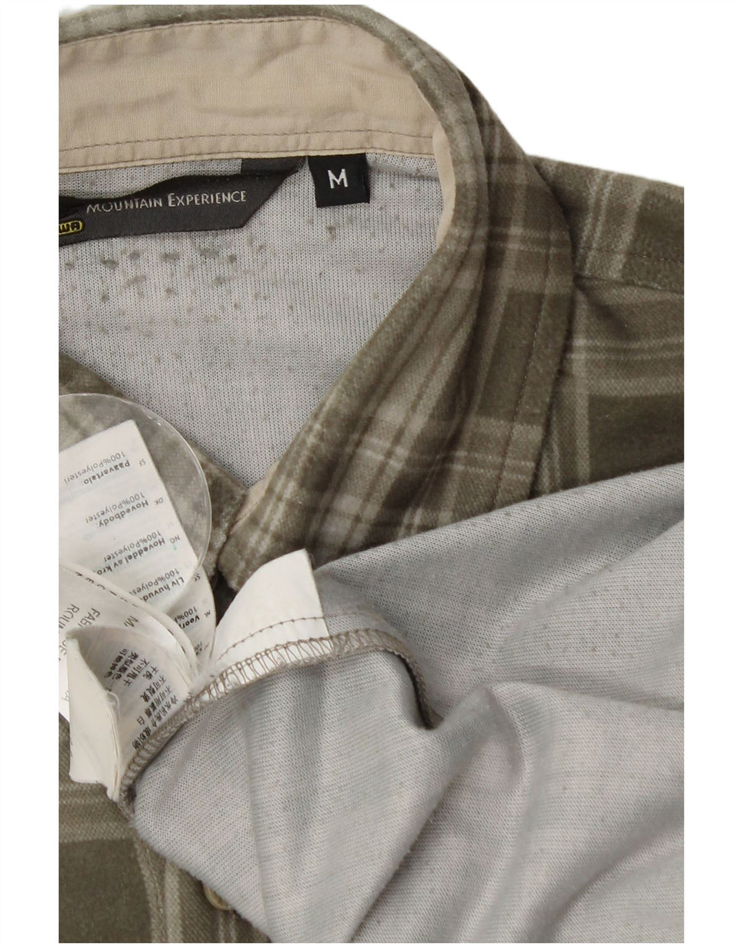 Camicia in pile da uomo Mountain Experience, poliestere a quadri kaki medio
