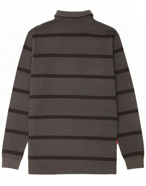 Polo da uomo a maniche lunghe Pierre Cardin XL in cotone a righe grigie