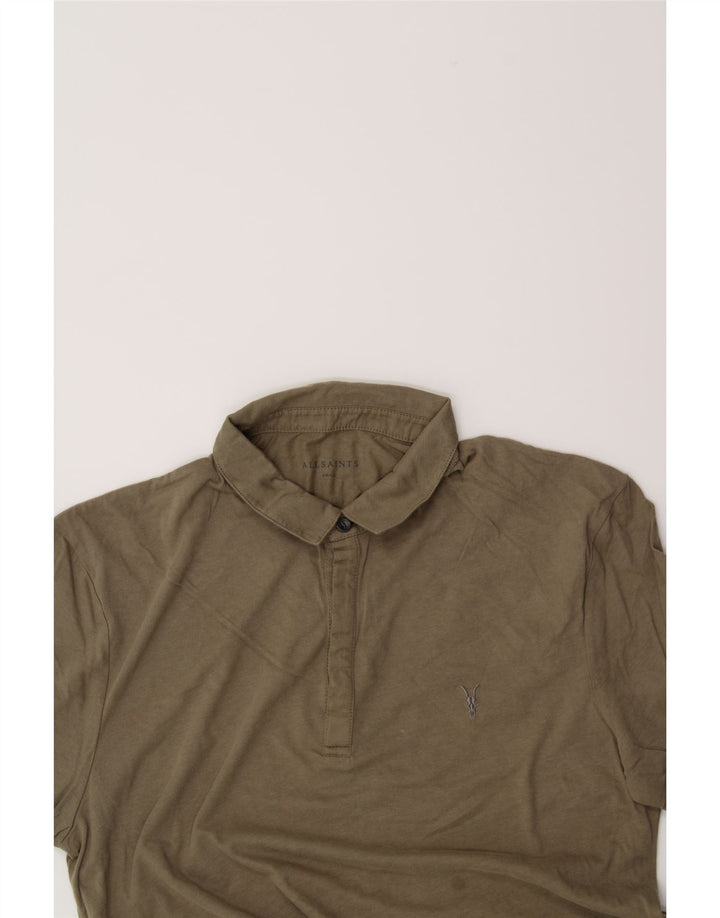 ALL SAINTS Mens Polo Shirt Small Khaki Cotton Vintage All Saints and Second-Hand All Saints from Messina Hembry 