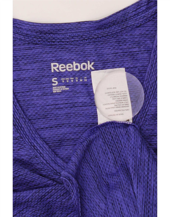 T-shirt Reebok Speedwick da donna, taglia UK 10, piccola, in poliestere chiazzato blu