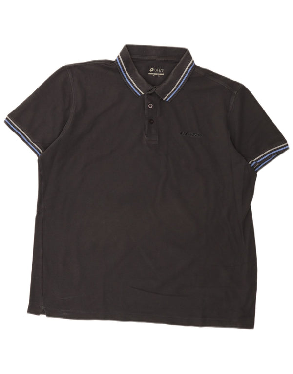 Polo da uomo Lotto Life 2XL in cotone blu navy