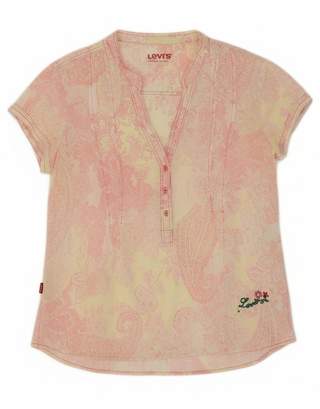 LEVI'S Womens Blouse Top UK 14 Large Pink Paisley Cotton