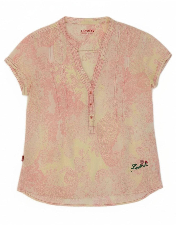 LEVI'S Womens Blouse Top UK 14 Large Pink Paisley Cotton