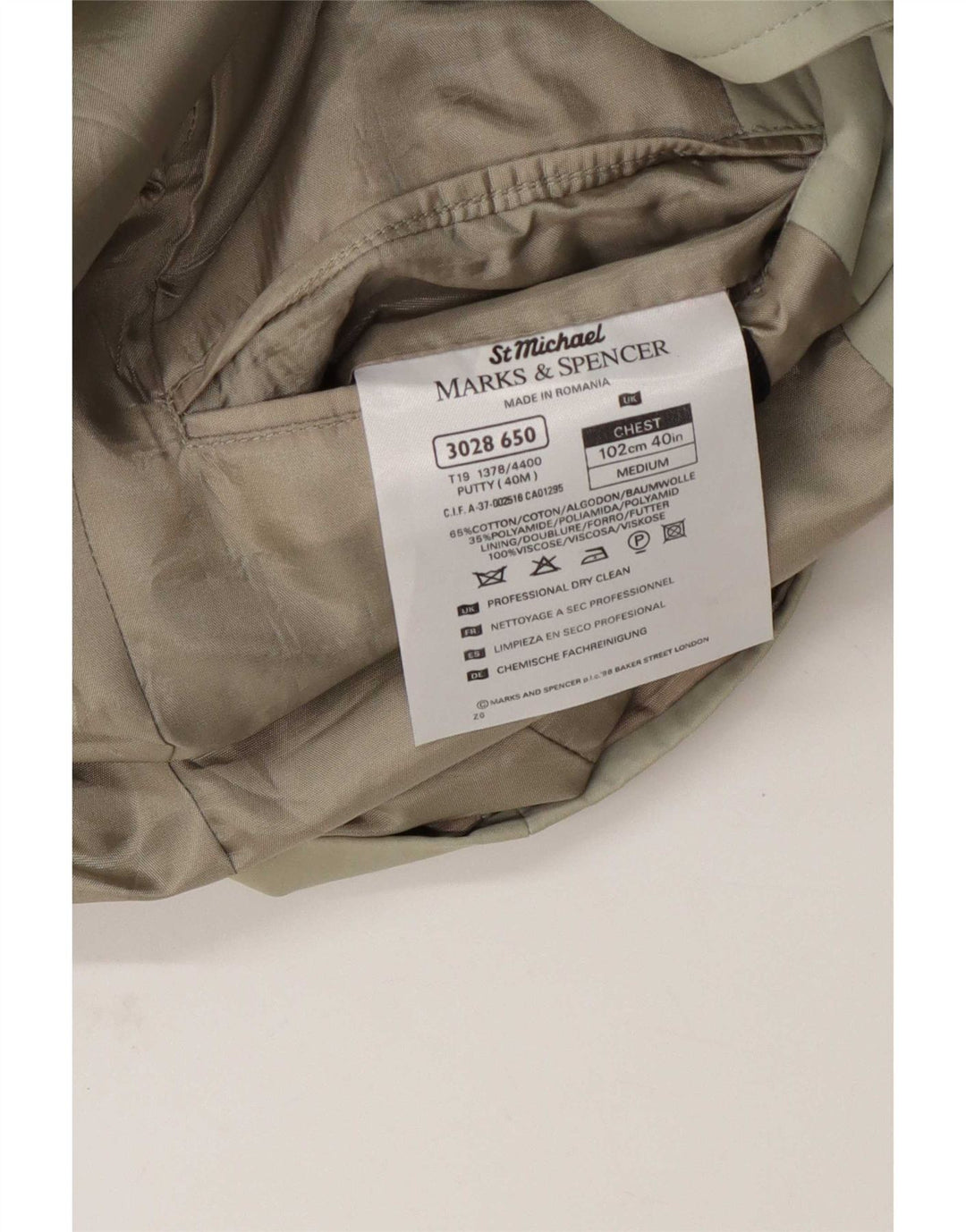 Giacca blazer a 3 bottoni Marks & Spencer da uomo UK 40 Cotone beige medio