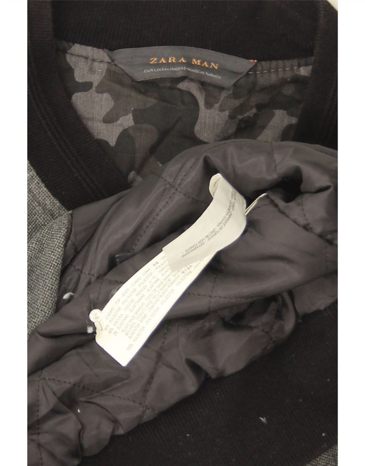 Giacca Varsity da uomo Zara UK 40 Large in poliestere color block grigio