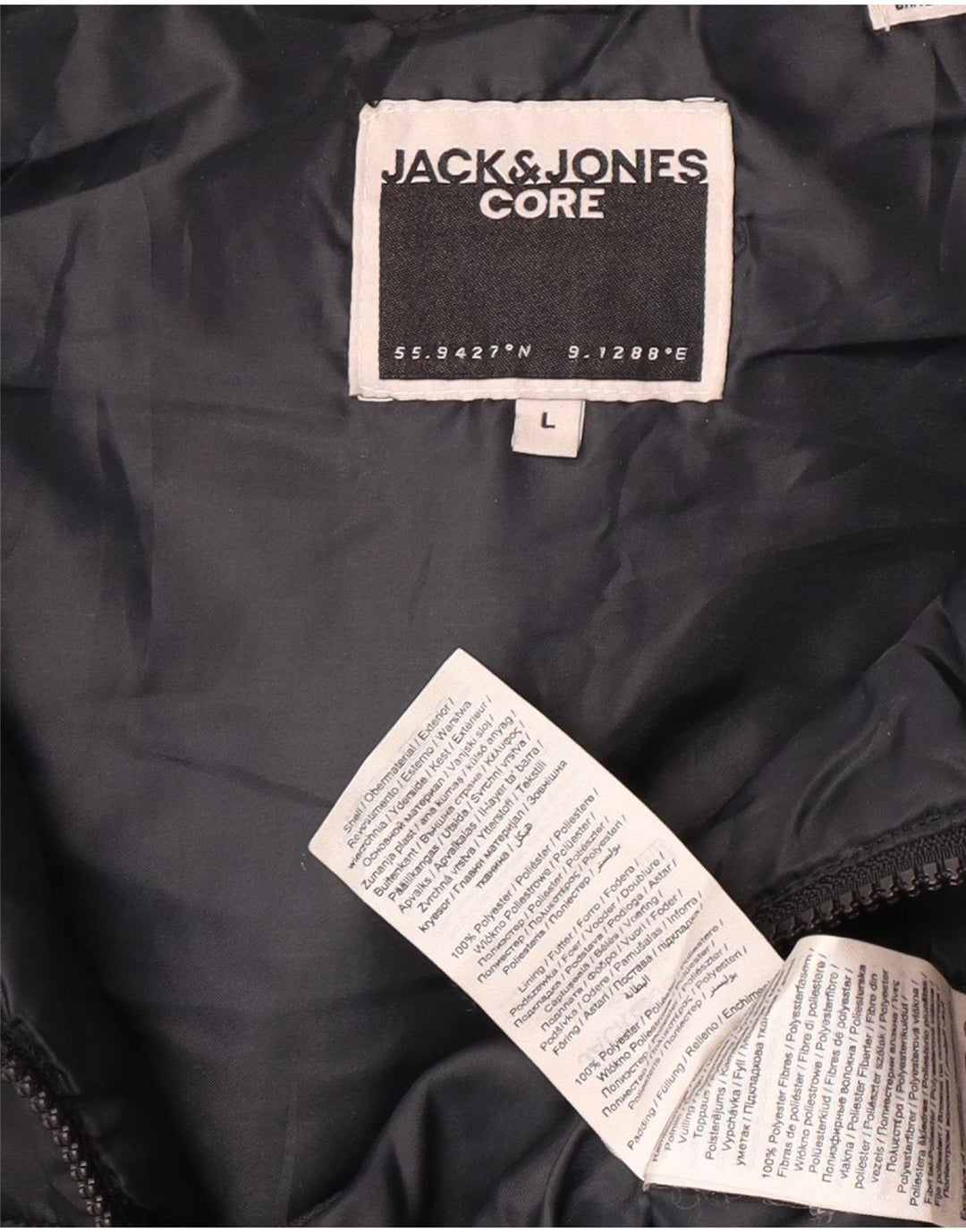 Gilet imbottito con cappuccio da uomo Jack & Jones UK 40 grande poliestere nero