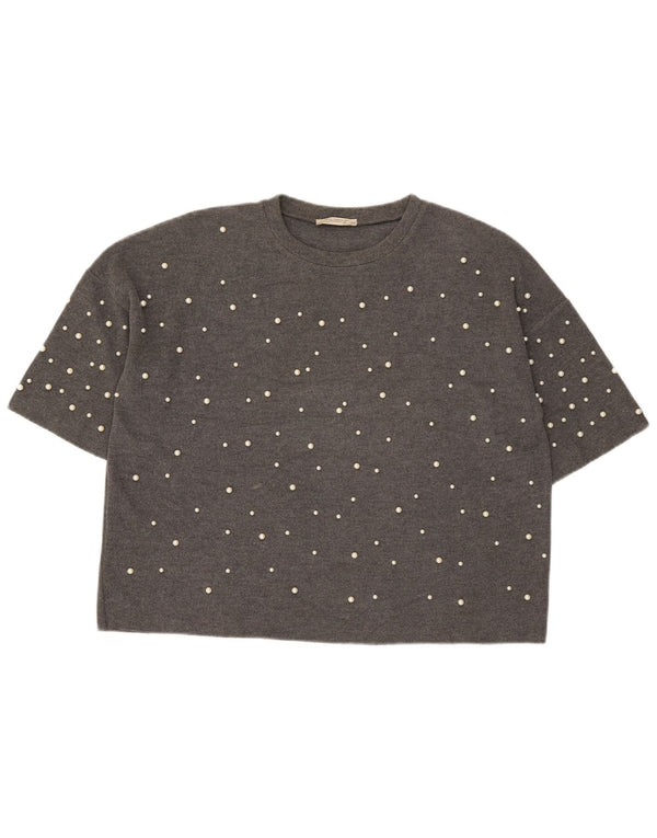 T-shirt oversize Zara Trafaluc da donna UK 10 piccola grigia