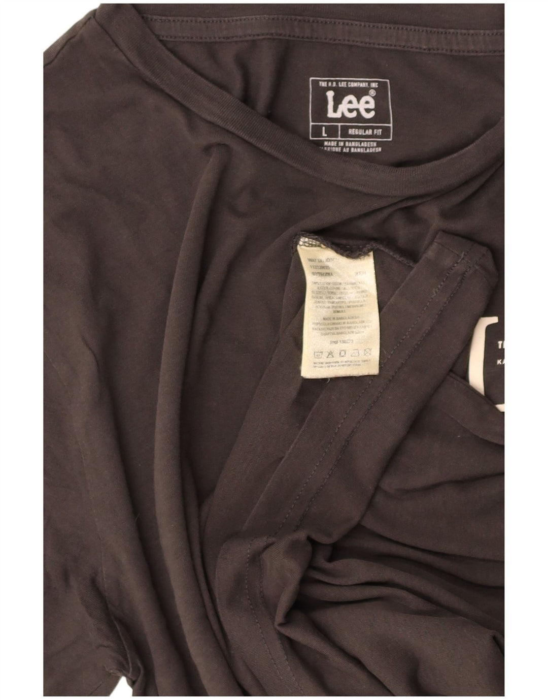 LEE Mens Regular Fit Graphic Top Long Sleeve Large Grey Cotton