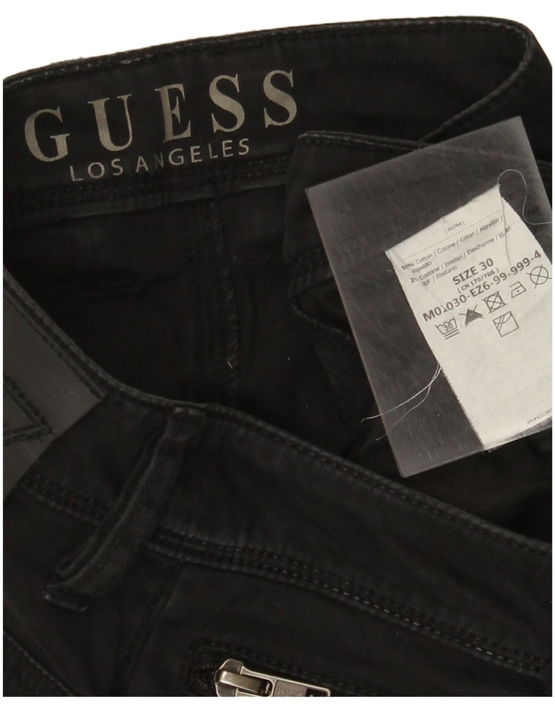 Jeans slim da donna Guess W30 L34 cotone nero