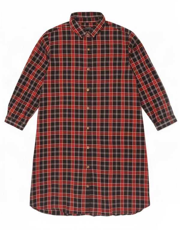Abito camicia da donna con maniche a 3/4 Zara UK 16 Cotone a quadri multicolore grande