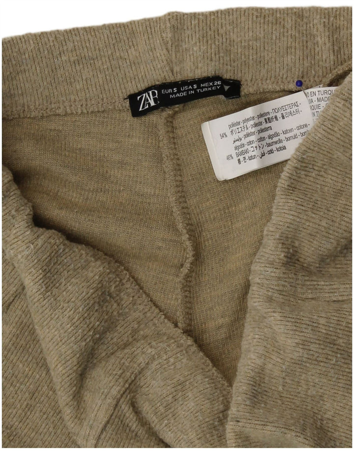 Pantaloni Zara da donna a gamba larga lavorati a maglia piccoli W26 L30 poliestere verde