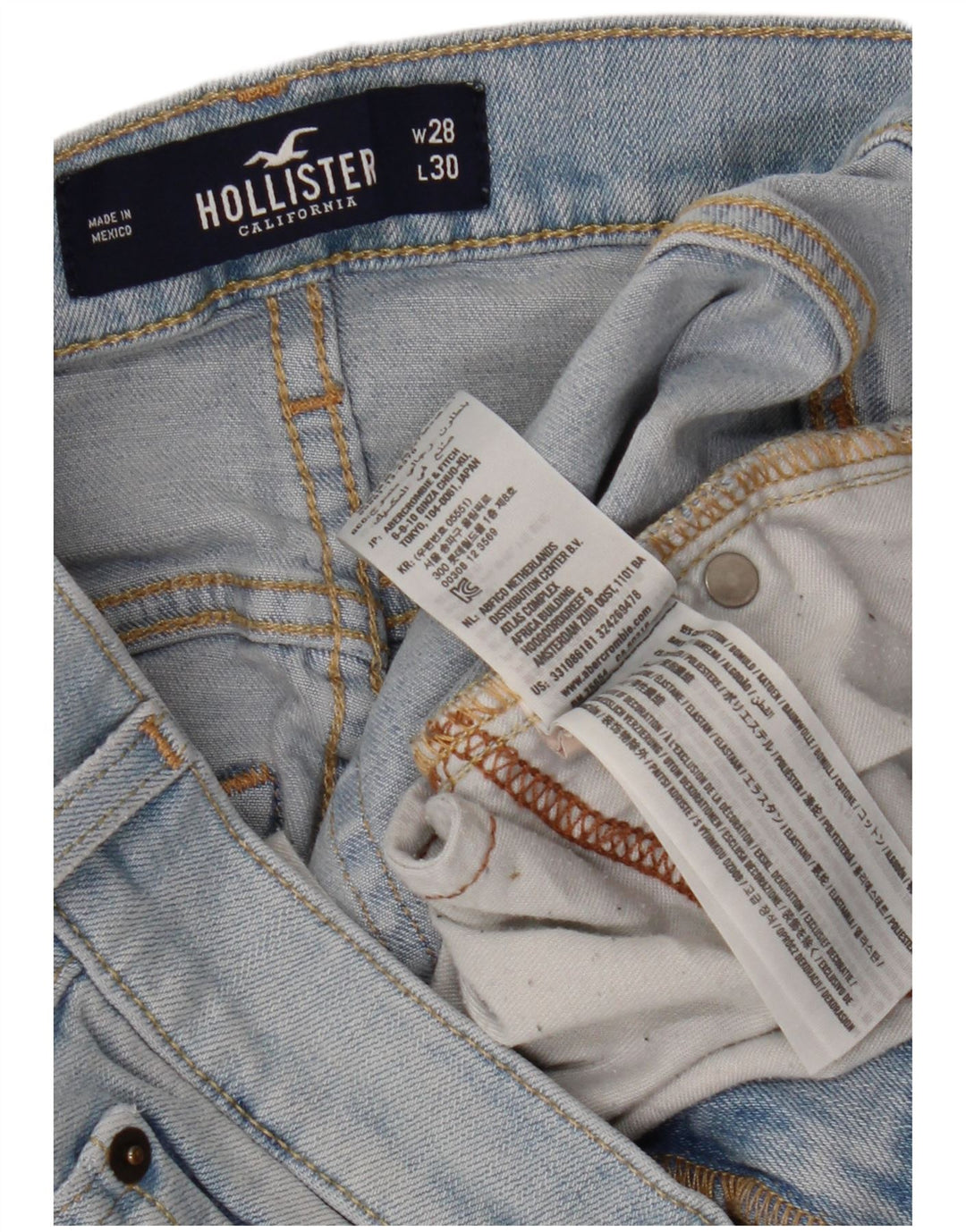 Jeans HOLLISTER da donna super skinny effetto invecchiato W28 L30 cotone blu