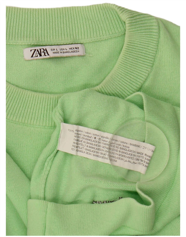 Maglione maglione girocollo da uomo Zara grande in cotone verde