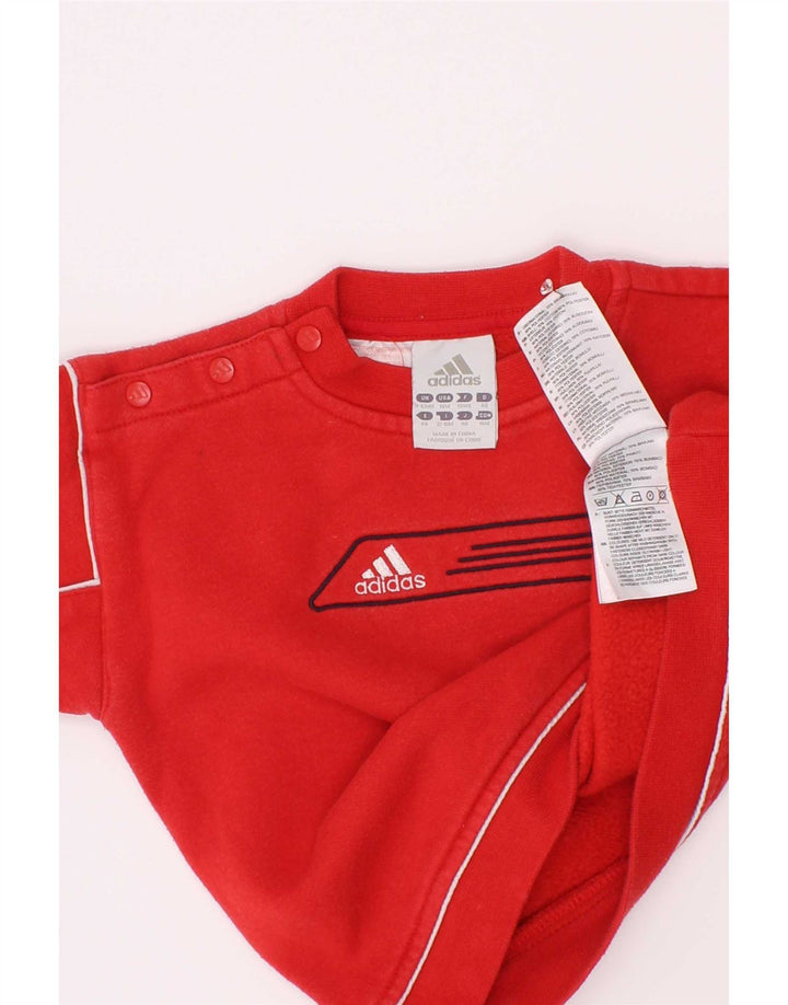 Felpa Adidas da neonato con bottoni grafici e collo, 9-12 mesi, rossa