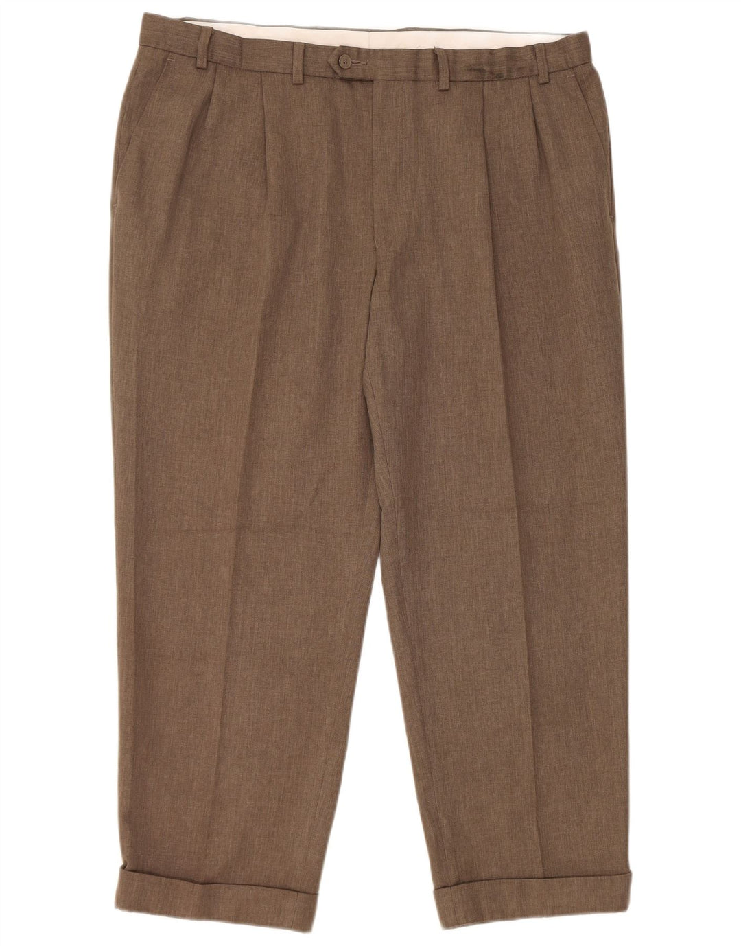 Pantaloni da abito con pegging affusolati da uomo Marks & Spencer W40 L29 poliestere marrone