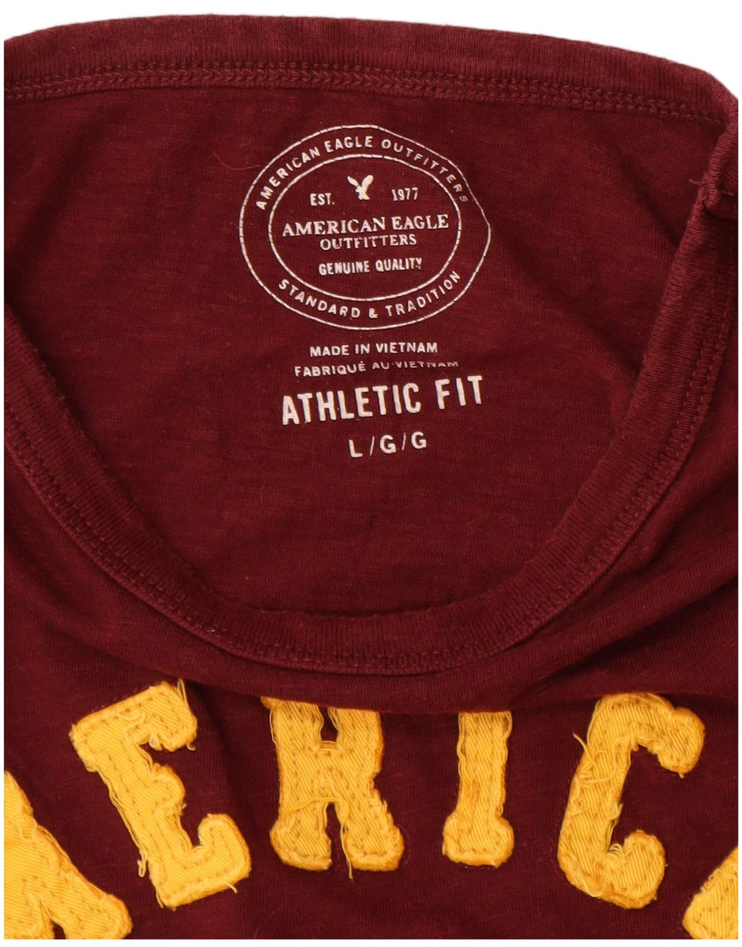 T-shirt grafica da uomo American Eagle Top grande in cotone bordeaux