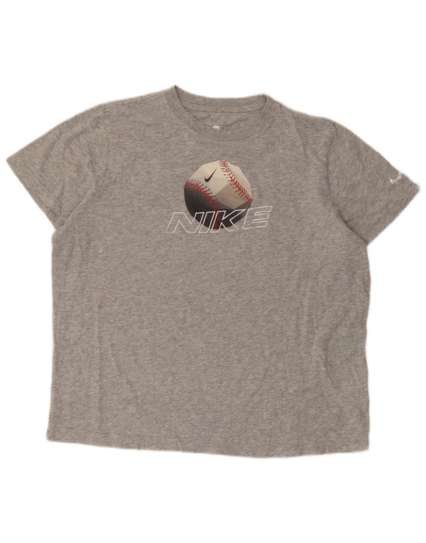 T-shirt grafica da donna Nike Top UK 16 grande in cotone grigio