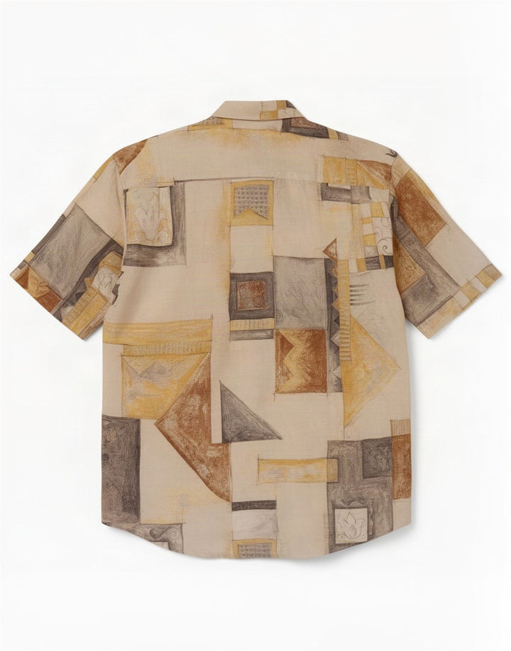 Camicia a maniche corte da uomo C&A Canda taglia 40 15 1/2 media bianco sporco geometrico