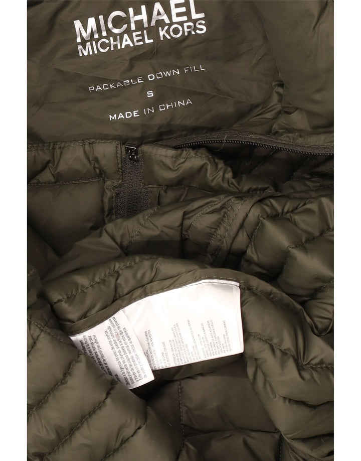 Cappotto imbottito con cappuccio da donna Michael Kors UK 10 piccolo nylon kaki