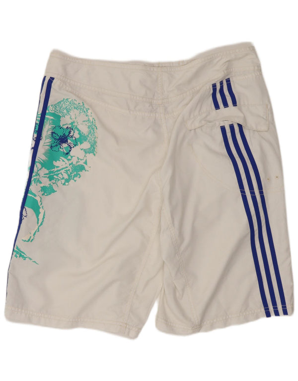 Pantaloncini da bagno grafici da uomo Adidas in poliestere floreale bianco medio
