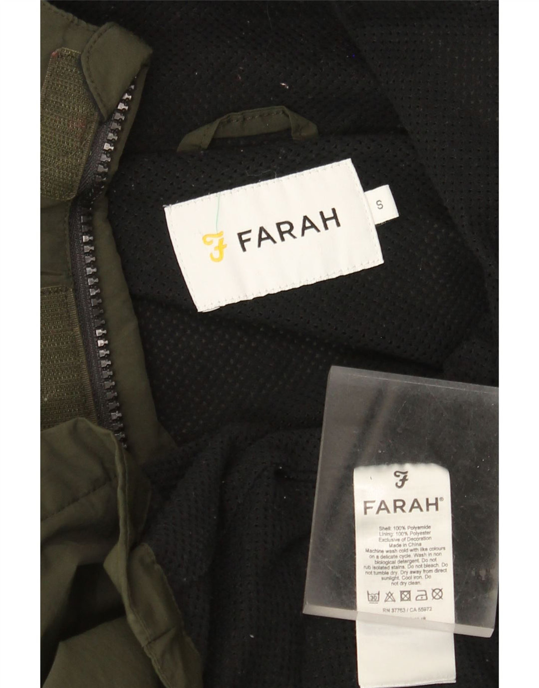 Giacca antipioggia da uomo con cappuccio Farah UK 36 Small Verde Poliammide