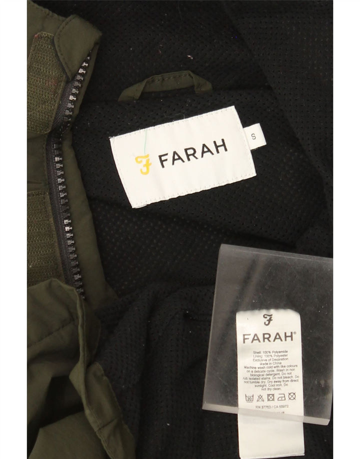 Giacca antipioggia da uomo con cappuccio Farah UK 36 Small Verde Poliammide