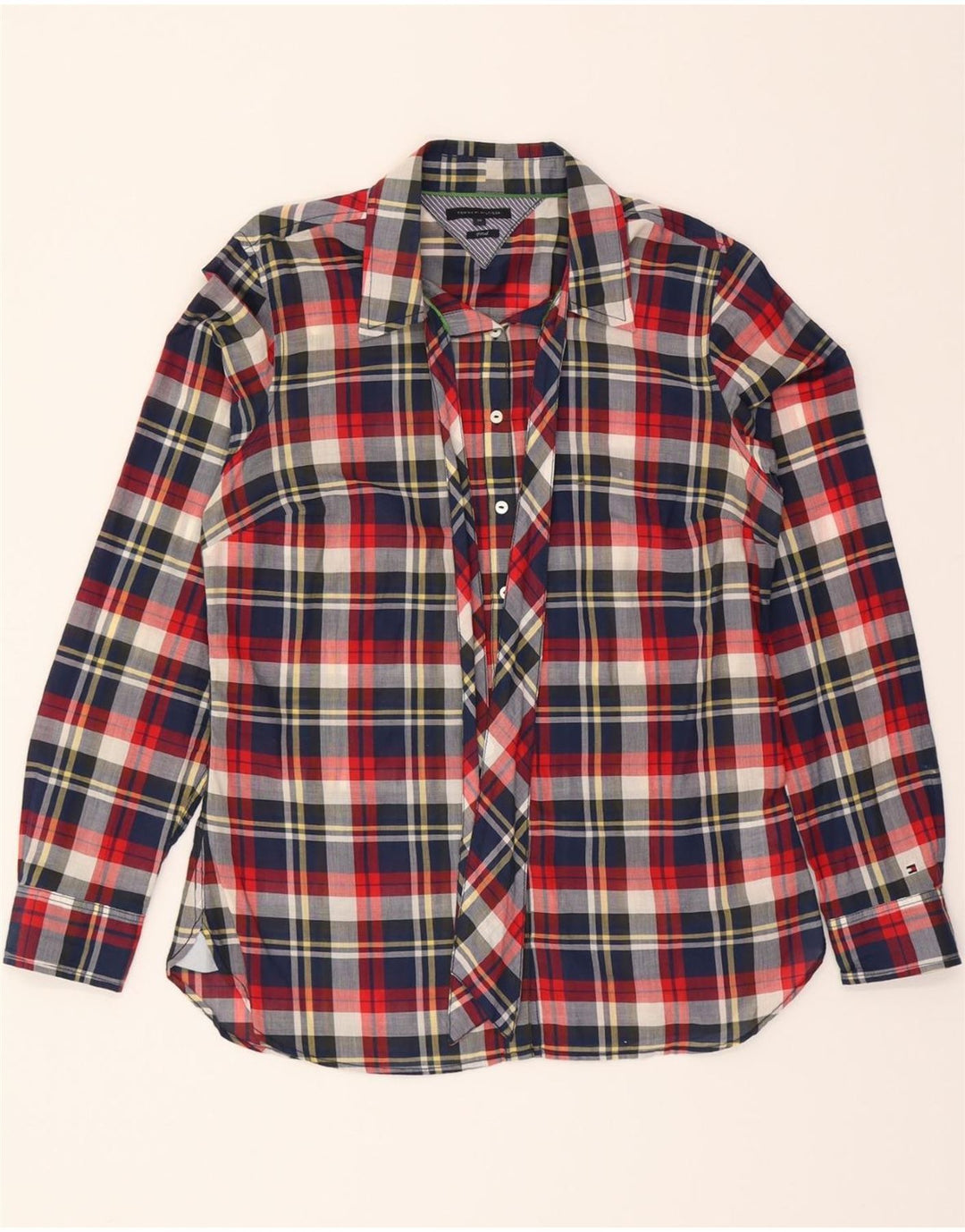 TOMMY HILFIGER Womens Fitted Shirt US 10 Large Multicoloured Check Cotton Vintage Tommy Hilfiger and Second-Hand Tommy Hilfiger from Messina Hembry 