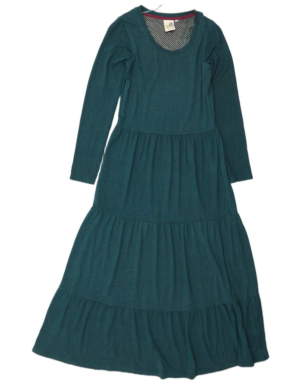 Abito lungo da donna a maniche lunghe Weird Fish UK 8 piccolo in viscosa verde
