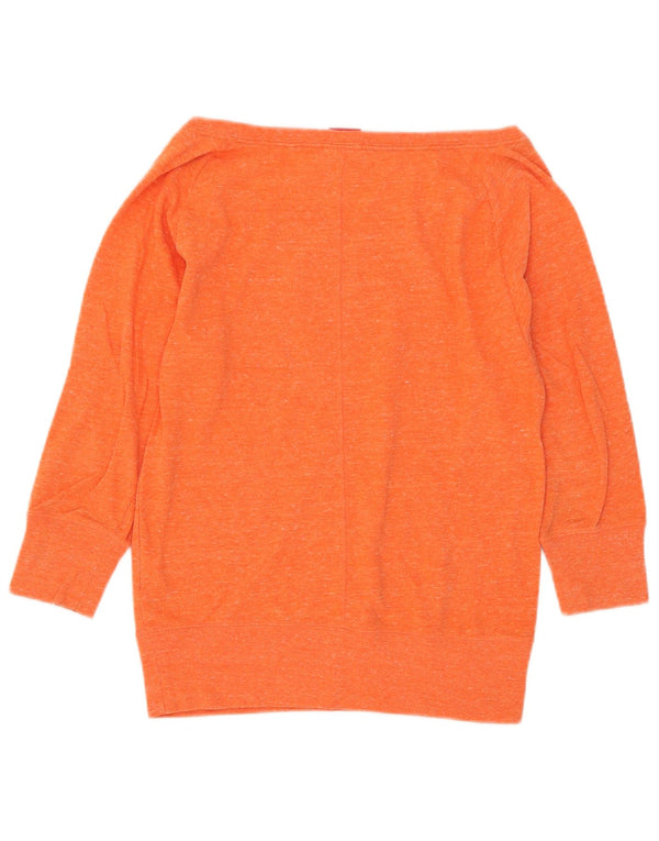 Felpa con maniche a 3/4 grafica Nike da donna UK 6 XS arancione chiazzata
