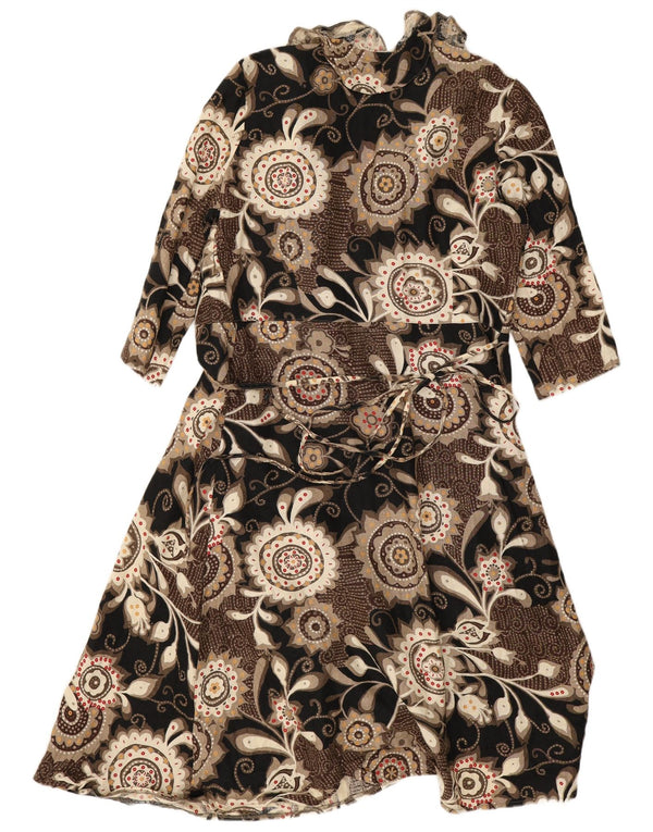 Abito avvolgente con maniche a 3/4 da donna Betty Jackson UK 16 Grande motivo floreale multicolore