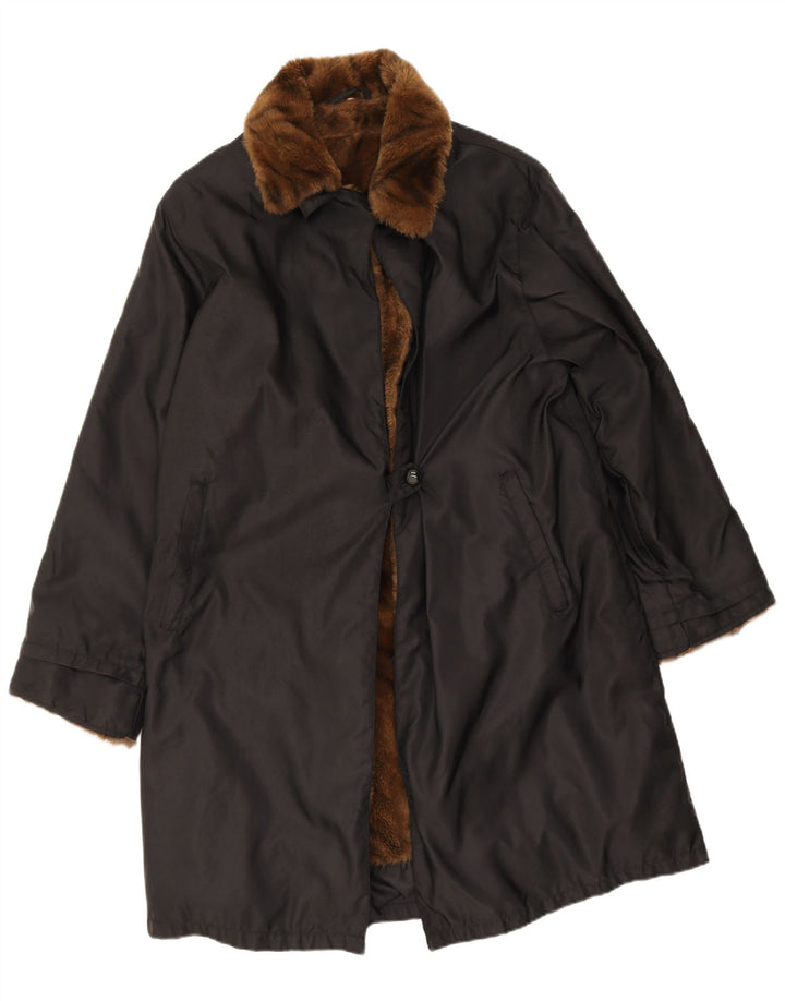 Cappotto Sherpa vintage da donna IT 42 medio nero in poliammide