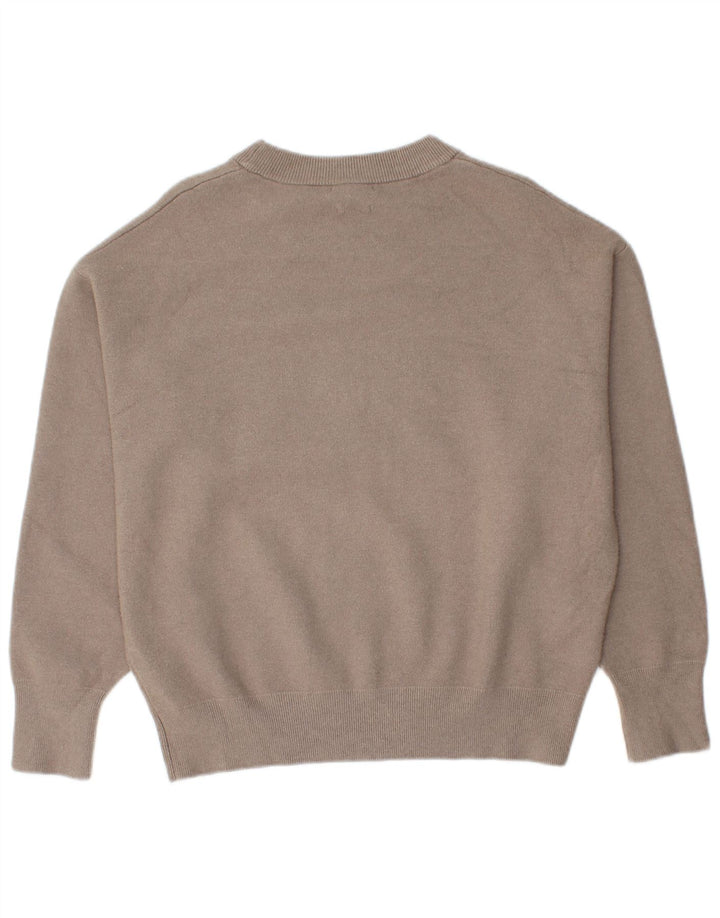 Maglione maglione girocollo con grafica da donna Massimo Dutti UK 14 Beige medio