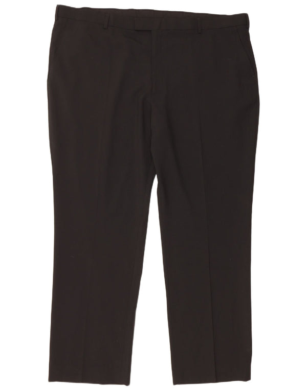 Pantaloni da abito dritti da uomo Marks & Spencer W48 L33 poliestere nero