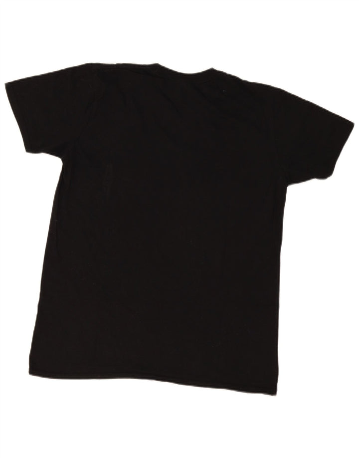 T-shirt grafica regolare da uomo vintage in cotone medio nero