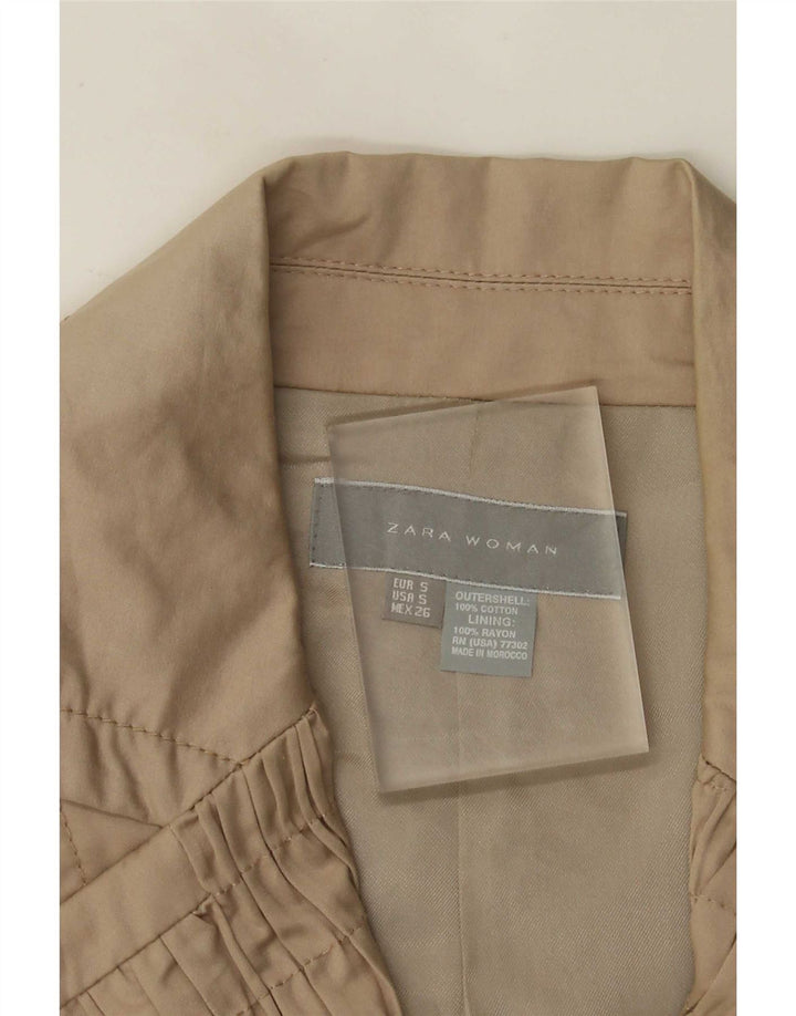 Giacca blazer aperta da donna Zara UK 8 piccola in cotone beige