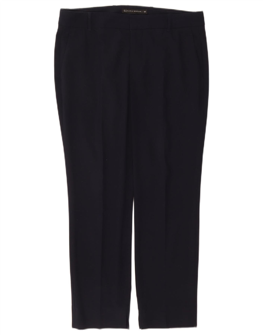 Pantaloni da abito slim da donna Zara medi W28 L26 poliestere blu navy