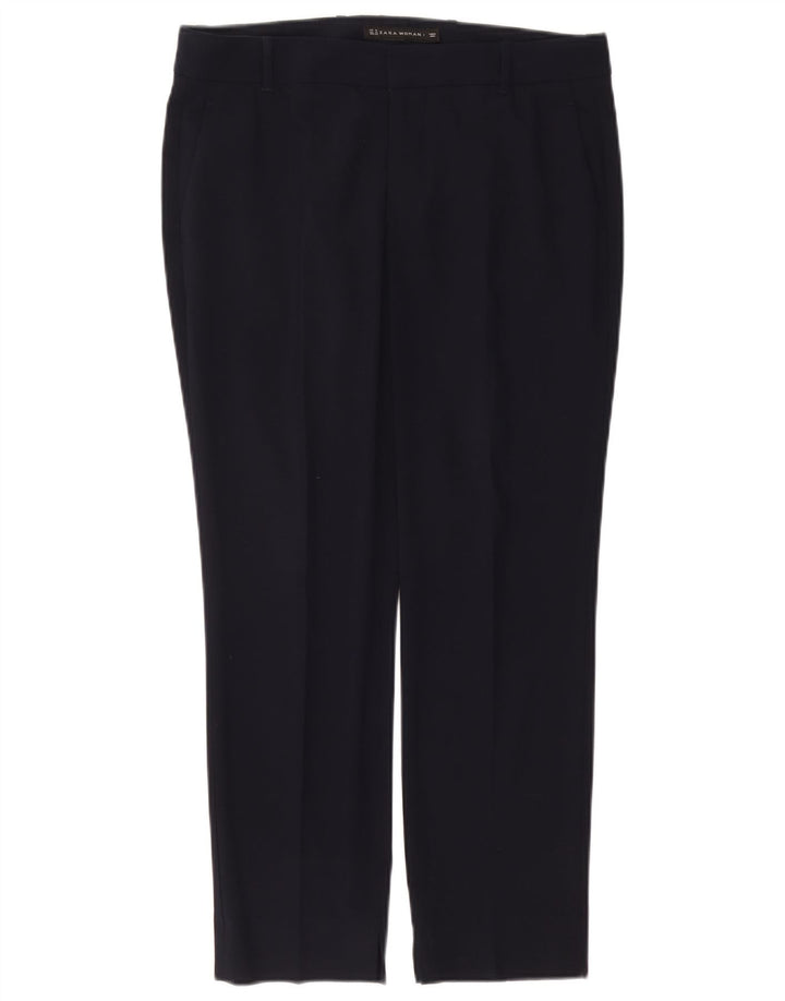 Pantaloni da abito slim da donna Zara medi W28 L26 poliestere blu navy