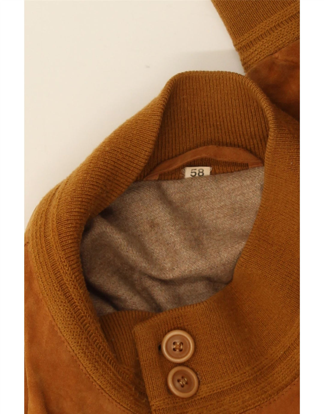 Giubbotto bomber in pelle scamosciata vintage da uomo UK 40 grande marrone