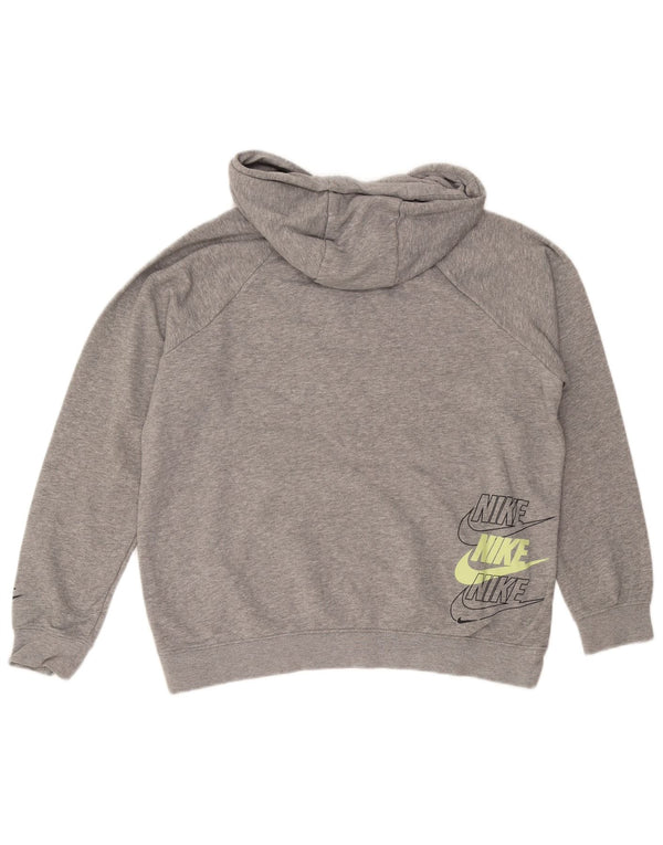 Felpa con cappuccio grafica NIKE da donna, vestibilità ampia, UK 16, grande, cotone grigio
