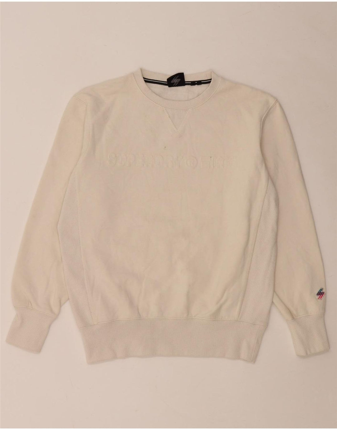 Felpa grafica da uomo Superdry Maglione medio cotone bianco sporco