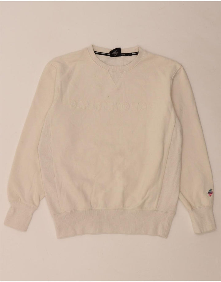 Felpa grafica da uomo Superdry Maglione medio cotone bianco sporco