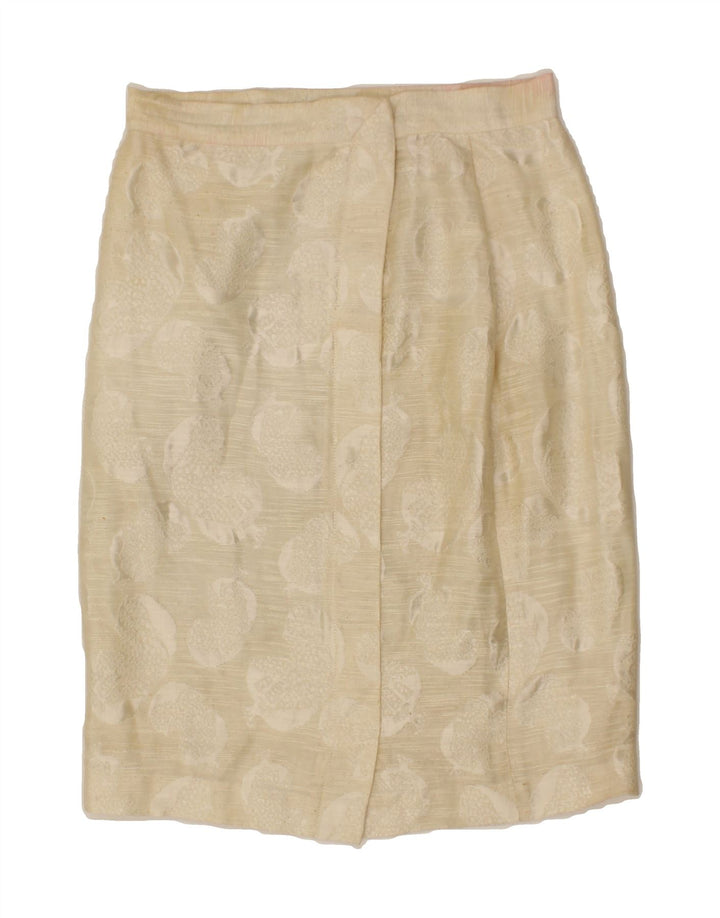 TRUSSARDI Womens Abstract Pattern Pencil Skirt IT 46 Large W30  Beige Vintage Trussardi and Second-Hand Trussardi from Messina Hembry 