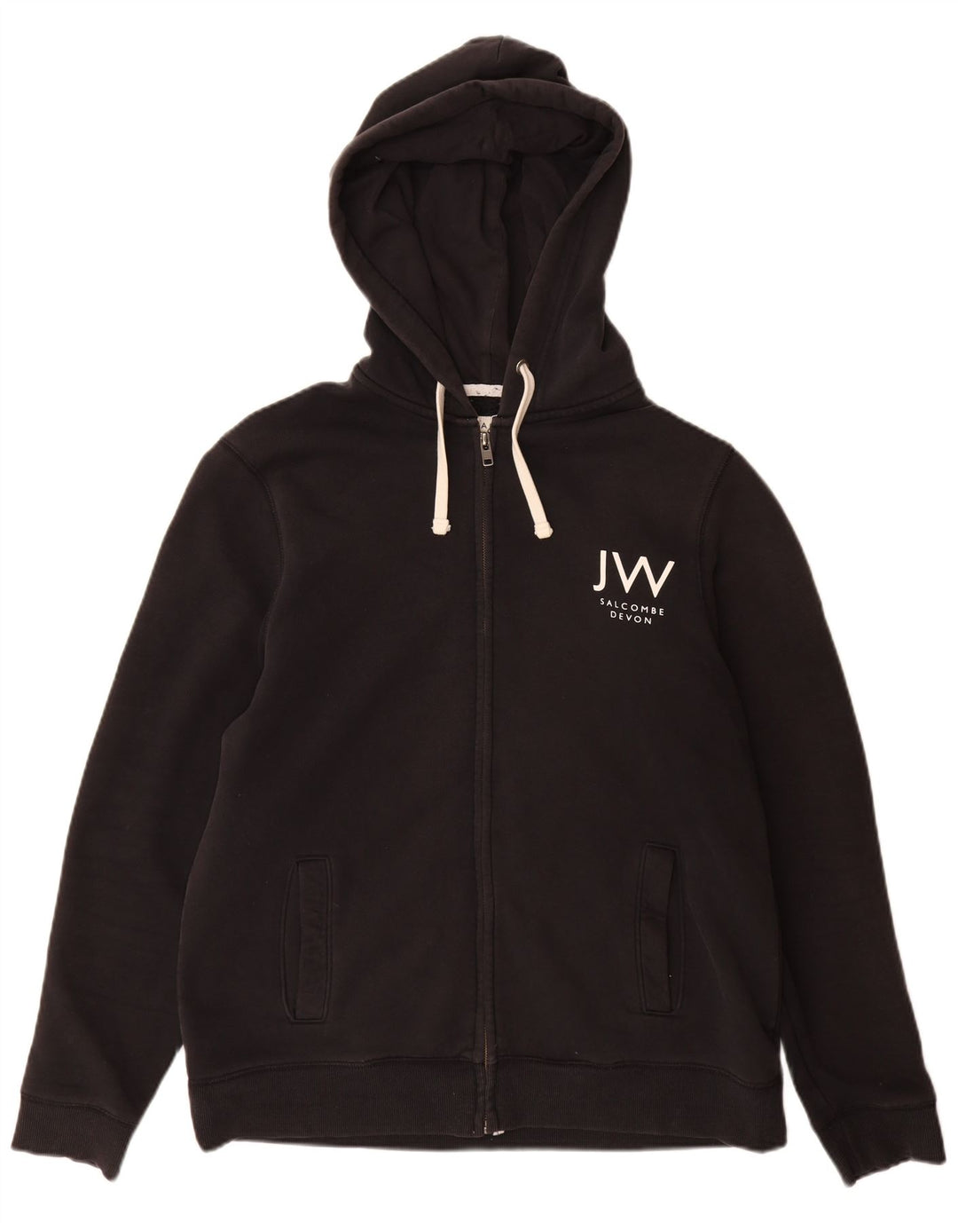 Maglione con cappuccio con zip grafica da uomo Jack Wills XL in cotone nero